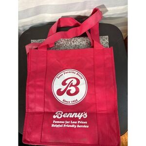 Vintage Bennys Reusable Shopping Tote Bag Red Your Favorite Store Since 1924 RI